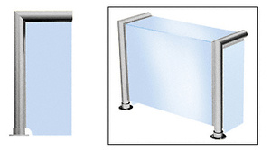 CRL Brushed Stainless Elegant 140 Series 1-1/2" Tubing Glass On Top, Front, and One End or Both Ends Sneeze Guard