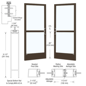 CRL-U.S. Aluminum Bronze Black Anodized Custom Pair 72" x 84" Series 250 Narrow Stile Gear Hinge Entrance Door