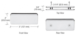 CRL Polished Nickel Beveled 180º Glass-to-Glass Clamp