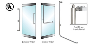 CRL-Blumcraft® Polished Stainless Left Hand Reverse Rail Mount Keyed Access "X" Exterior Balanced Door Panic Handle for 3/4" Glass