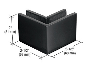 CRL 2-1/2" x 2" Matte Black 90&#186; Outside Corner Mall Front Clamp