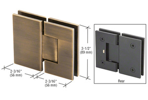 CRL Antique Brass Geneva 180 Series 180 Degree Glass-to-Glass Standard Hinge
