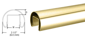 CRL Polished Brass 63.5 mm Premium Cap Rail for 21.52 mm or 25.52 mm Glass  - 3 m Long