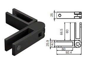 CRL Matt Black Adjustable Glass-to-Glass Bracing Clamp