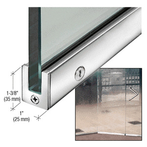 CRL Polished Stainless 1-3/8" RH Tall Slender Profile Door Rails 35-3/4" (908 mm) Standard Length