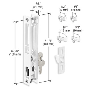 CRL White Keyed Flush Mount Handle Set 6-5/8" Screw Holes with 4 Hook Assortment