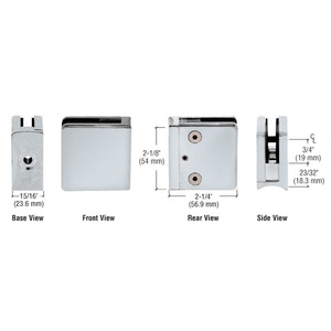 CRL Satin Chrome Z-Series Square Type Radius Base Zinc Clamp for 1/4" and 5/16" Glass