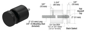 CRL Matte Black Glass Rail Standoff Base and Cap - 1-3/4" Projection