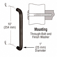 CRL 1" Oil Rubbed Bronze Solid Pull Handle - 10"