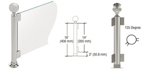 CRL Brushed Stainless 16" Round PP05 Elegant Series Counter/Partition 135 Degree Post with Air Space