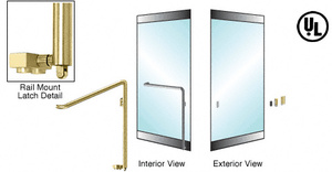 CRL-Blumcraft® Polished Brass Right Hand Reverse Rail Mount Retainer Plate "Z" Exterior Bottom Securing Panic Handle