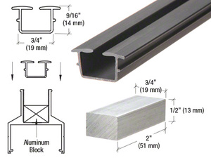 CRL Bottom Rail Vinyl for 1/4" Monolithic and 5/16" Thick Laminated Glass - 12'