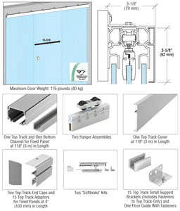 CRL51 Series Wall Mount Single Slider with Two Fixed Panels Kit