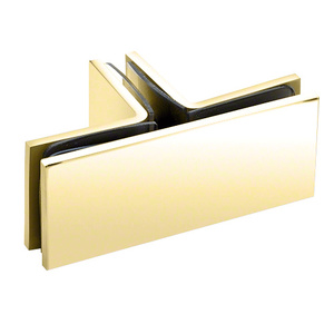 CRL Polished Brass Square 90 Degree Glass-to-Glass T-Juntion Clamp