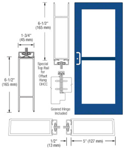 CRL-U.S. Aluminum Custom KYNAR® Paint Custom Single Series 550 Wide Stile Geared Hinge Entrance Door for Panic and Overhead Concealed Door Closer