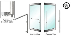 CRL-Blumcraft® Brushed Stainless Right Hand Double Acting Rail Mount Keyed Access 'MS' Exterior Bottom Securing Deadbolt Handle