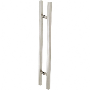 CRL Brushed Stainless Glass Mounted Square Ladder Style Pull Handle with Round Mounting Posts - 48" Overall Length