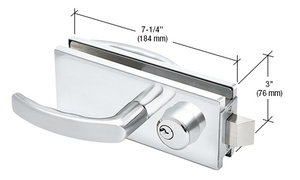 CRL Polished Stainless Glass Mounted Latch with Lock, Thumbturn, and Lever Handles- North American
