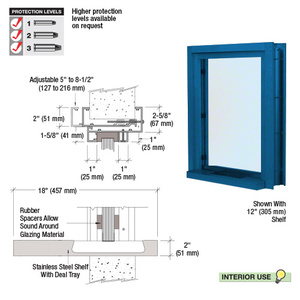 CRL Painted (Specify) Aluminum Clamp-On Frame Interior Glazed Exchange Window with 18" Shelf and Deal Tray