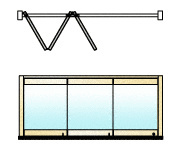 CRL Polished Brass 3-Panel Overhead Track Full Leaf Bi-Fold Door Configuration