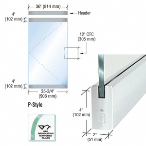 CRL Dry Glazed Frameless Glass 3'-0" P-Style Satin Anodized Single Door Complete Entrance Kit - without Lock