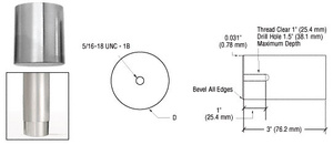 CRL Mill Aluminum Concealed Mounting Lug for 1-1/2" Tubing