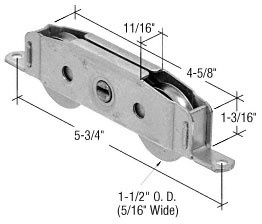 CRL Roulettes en tandem pour porte en verre coulissante, 38 mm (1-1/2 po), boîtier de 17,5 mm (11/16 po) de large, acier inoxydable