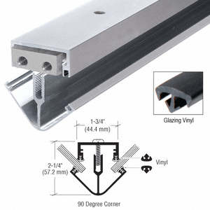 CRL Clear Anodized 90º Corner Division Bar with Vinyl - 24'