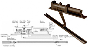 CRL Dark Bronze Norton® 7900 Series Hold Open Left Hand Interior Door Closer