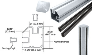 CRL Mill AWS 2" x 2-5/8" Rectangular 90 Degree 60" Corner Post Kit