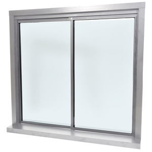 CRL Daisy Satin Anodized Factory Glazed with 1/4" Tempered Glass Pass-Thru Assembly 48" Width 48" Height