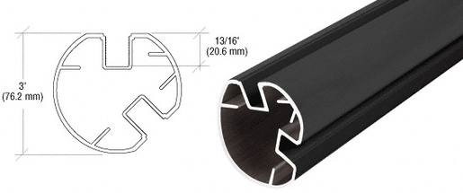 CRL Matte Black AWS 3" Diameter Round 135 Degree Post Only - 241"