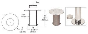 CRL Polished Stainless Floor Socket With Cap for 2" Tubing