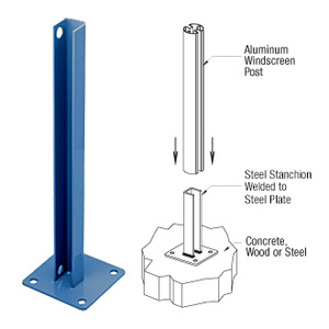 CRL Custom Color AWS 135 Degree Welded Steel Surface Mount Stanchion For Rectangular Center Post