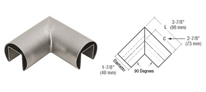 CRL 1-7/8" 316 Brushed Stainless Steel 90 Degree Horizontal Roll Formed Cap Rails Corner