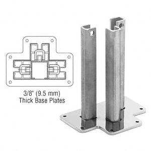 CRL Polished Stainless Steel Surface Mount Stanchion for up to 72" Barrier 3-Way Post