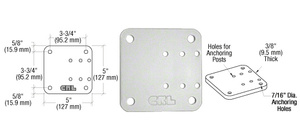 CRL Metallic Silver 5" x 5" Offset Base Plate