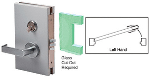 CRL Brushed Stainless 6" x 10" LH Center Lock with Deadlatch in Class Room Function