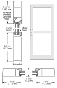 CRL-U.S. Aluminum White KYNAR® Paint IG600 Series Custom Single StormFront™ Butt Hinged Entrance for Panic and Overhead Concealed Closer