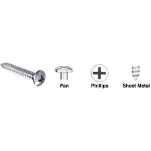 CRL Brite Zinc Chromate 8 x 1/2" Pan Head Phillips Tapping Sheet Metal Screws
