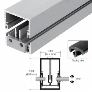 CRL-U.S. Aluminum Clear Anodized Deep Division Bar with Vinyl 1-3/4" x 2-3/4" - 24'