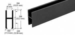 CRL Flat Black Aluminum 'H' Bar for Use on All CRL Track Assemblies