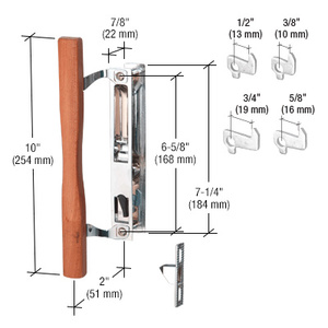 CRL Wood/Chrome Flush Mount No Key Handle Set 6-5/8" Screw Holes