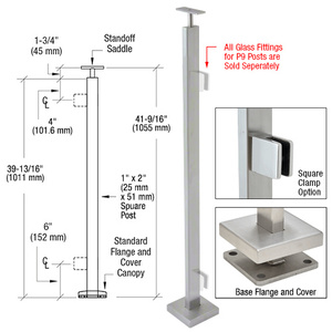 CRL Brushed Stainless 42" P9 Series End Post Railing Kit