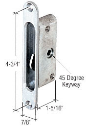 CRL 7/8" Wide Diecast Round End Face Plate Mortise Lock with 45º Keyway
