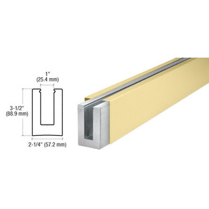 CRL Satin Brass Custom B5L Series Low Profile Square Base Shoe Undrilled for 1/2" to 5/8" Glass