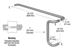 CRL Brushed Stainless Solid Push Bar and Pull Handle Set