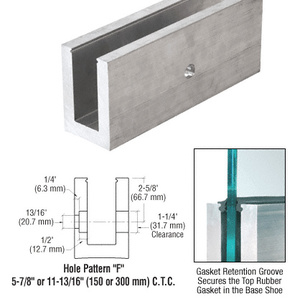 CRL L21S Series Mill Aluminum 118-1/8" Square Base Shoe Drilled for 27/32" Glass