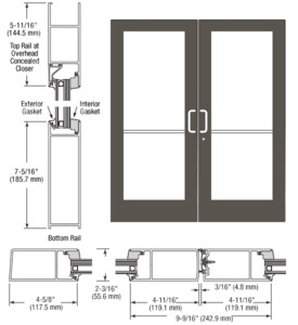 CRL-U.S. Aluminum Class I Bronze Black Anodized IG600 Series Custom Pair StormFront™ Gear Hinged Entrance for Concealed Overhead Closer