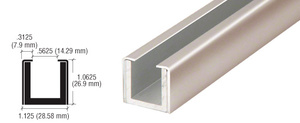 CRL Polished Stainless Wet Glaze 1" Deep U-Channel Custom Length